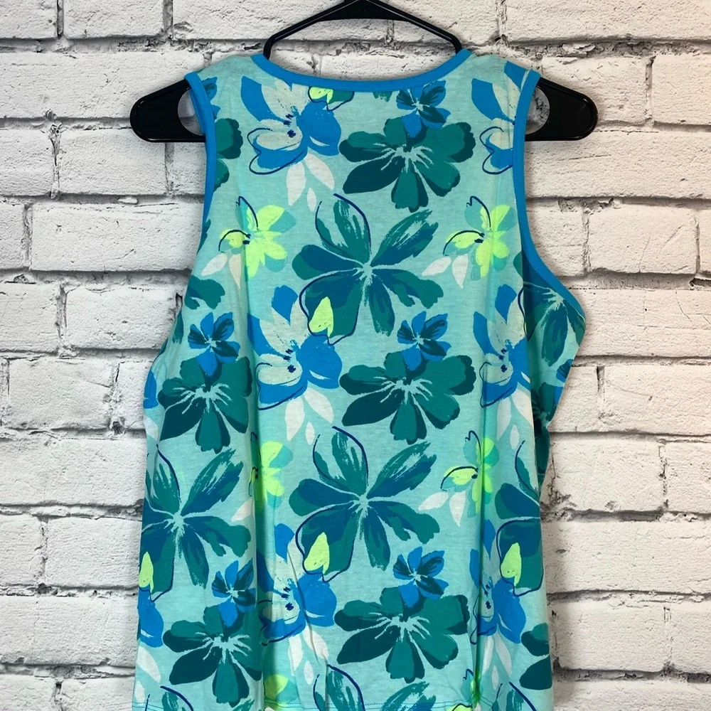 2 Justice Girls Pink Purple Blue Floral Sleeveless Shirt Tank Top XLP (16/18)